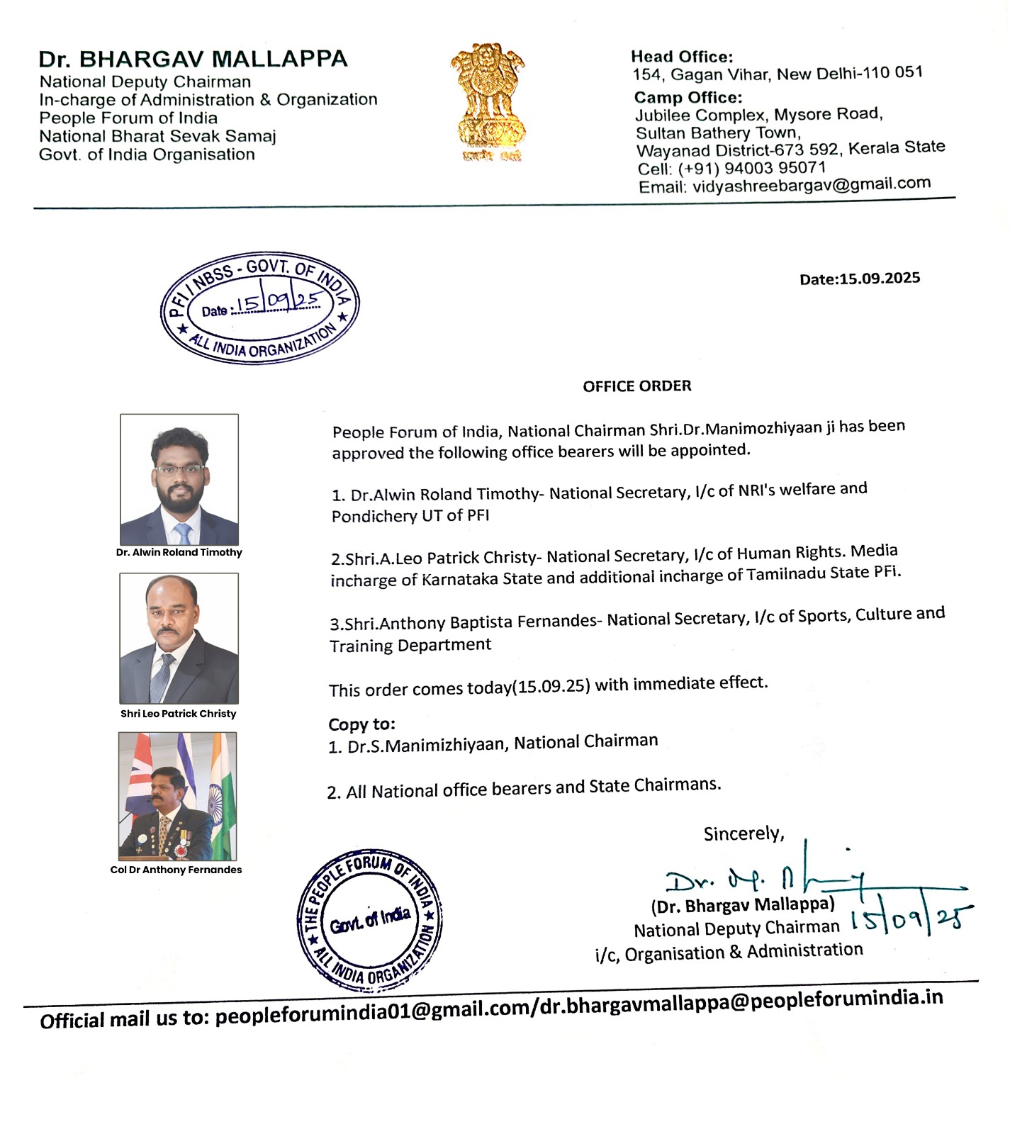 People Forum of India Announces Key National Leadership Appointments