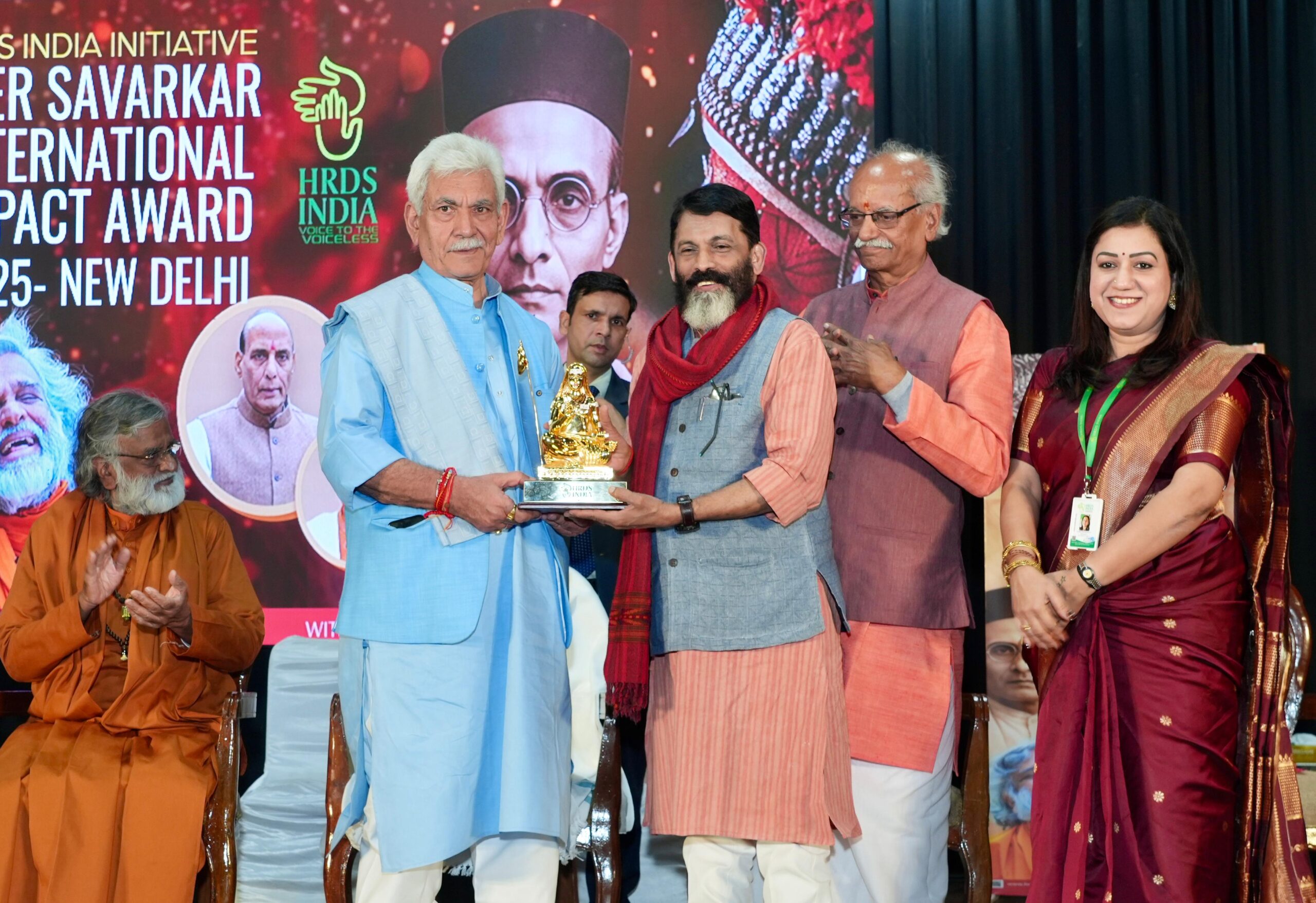 LG Manoj Sinha Honours Global Visionaries at HRDS INDIA’s Veer Savarkar International Impact Awards 2025